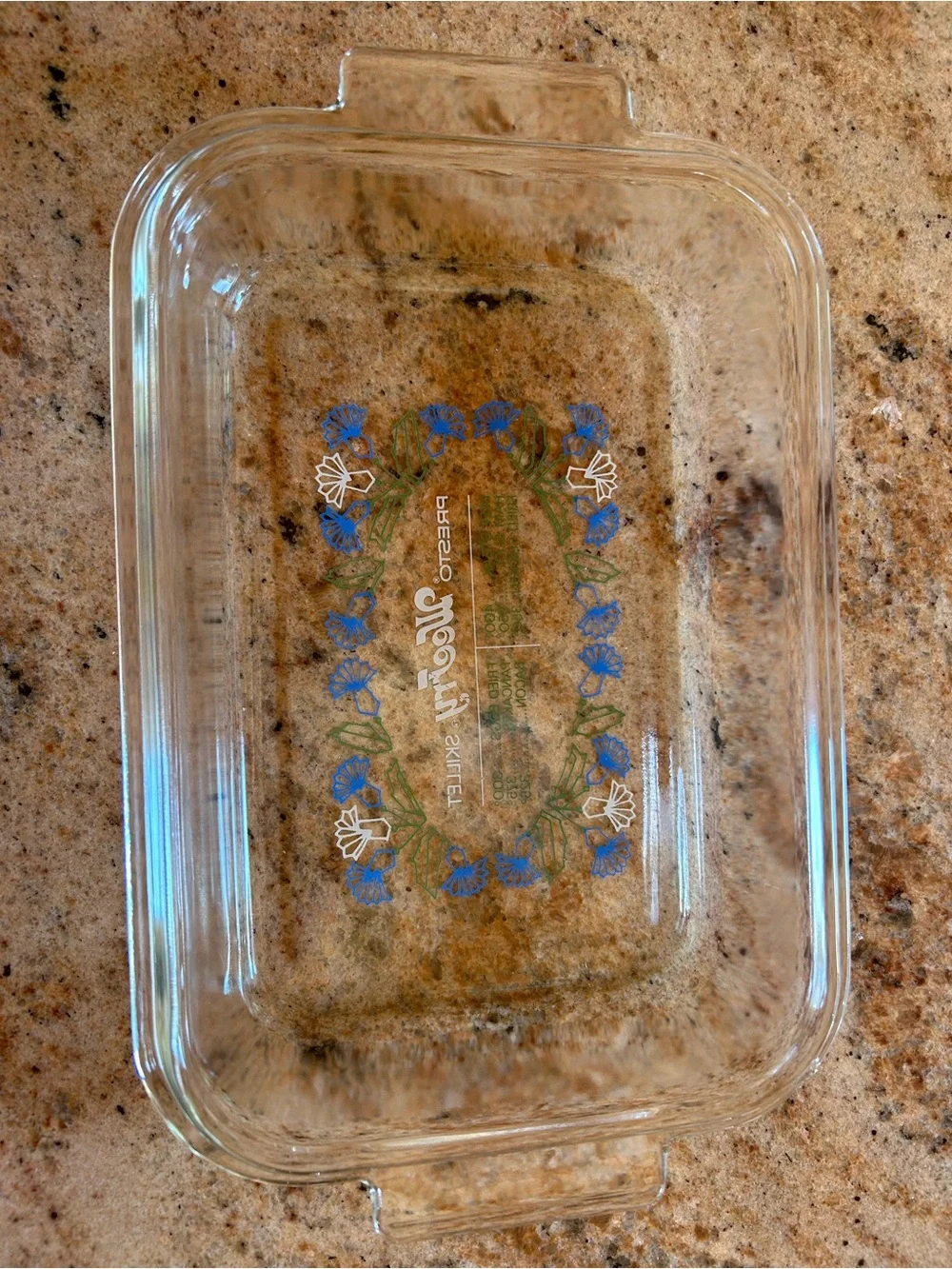 Presto Wee-Fry Skillet Glass Lid/Baking Dish  Blue White Green Floral 9.5”x6.50”